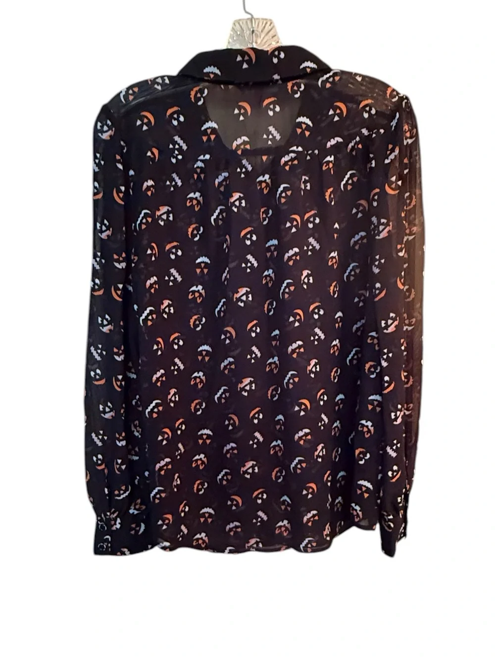 Fun Modcloth Black Halloween Semi-sheer Blouse. Sz L